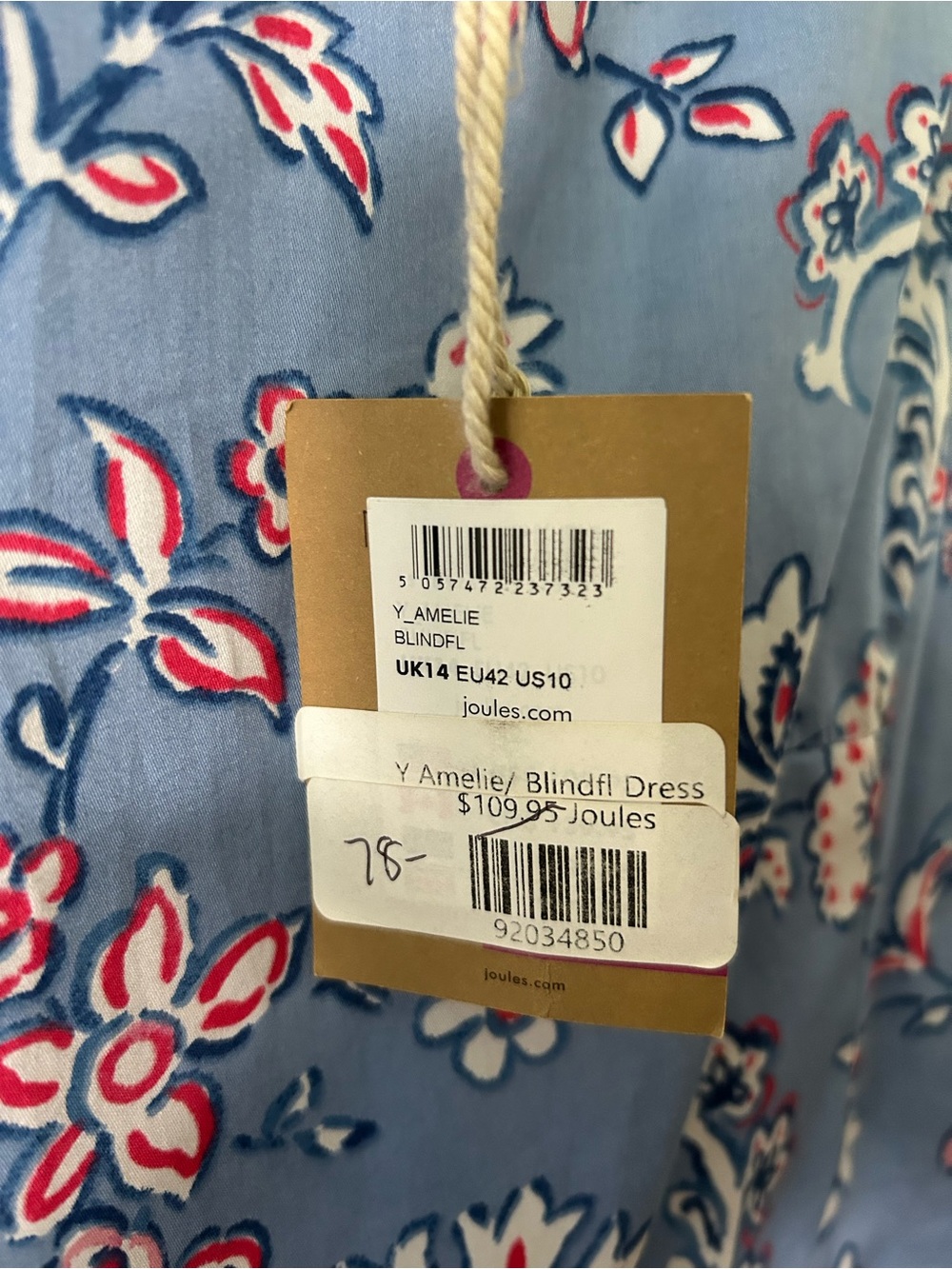 Joules Blue Floral Fit-and-Flare Dress - Picture 4 of 4